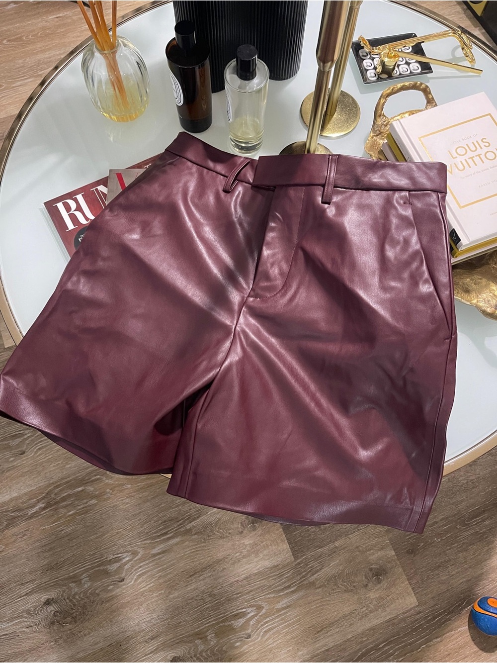 Zara Wine Faux Leather Shorts
